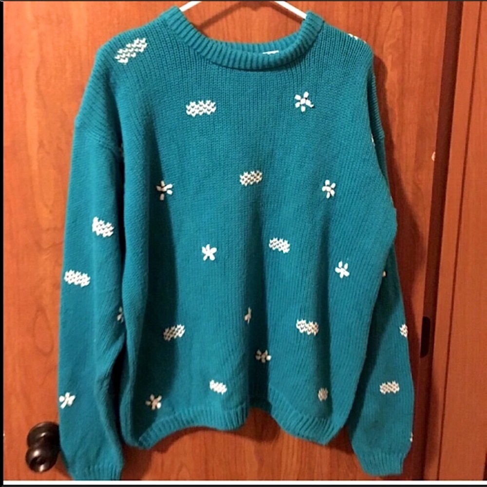 Nordstrom Vintage Cloud Chunky Knit Blue Sweater L